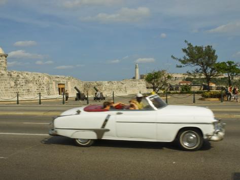 Havana Classic Vintage American Car Driving on the Malecon Havana