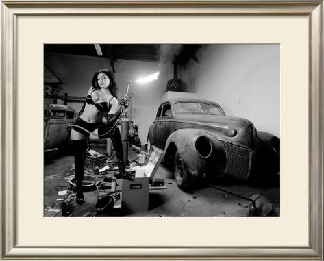 PinUp Girl Rat Rod Blow Torch Framed Giclee Print