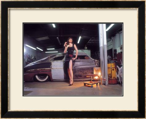 PinUp Girl 1951 Chopped Mercury Framed Giclee Print