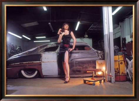 PinUp Girl 1951 Chopped Mercury Framed Giclee Print