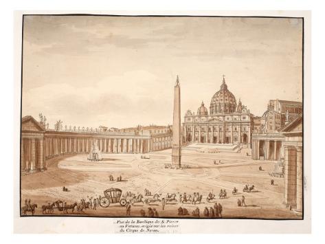 View of St. Peter's Basilica in the Vatican, Built on the Ruins of the Circus of Nero, 1833 Giclee Print