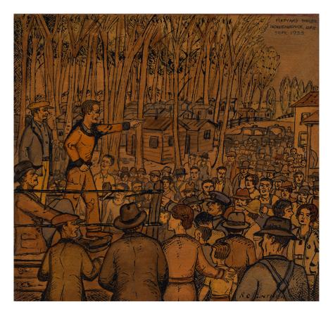 A Crowd of Workers Gather to Listen to a Worker Leading a Hopyard Strike Giclee Print
