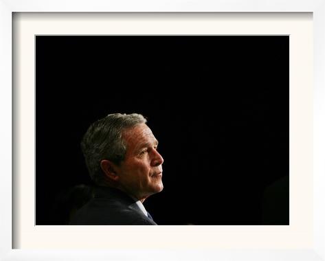 President Bush Listens to Statements Framed Photographic Print