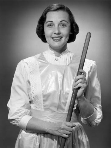 holding broom