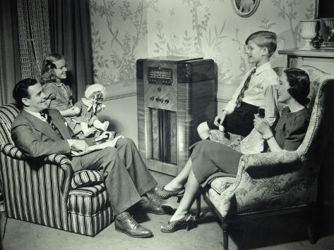 Family Listening To Radio Photographic Print