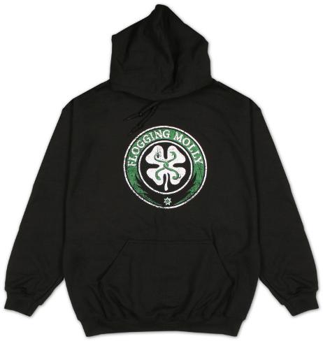 Hoodie: Flogging Molly - Distressed Shamrock Pullover Hoodie at