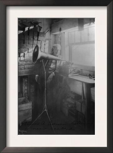 Thomas Edison Listening To The Phonograph Framed Art Print
