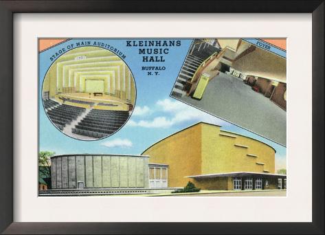 Buffalo, New York, Exterior View of Kleinhan's Music Hall, Interior View of Stage, Foyer Framed Art Print