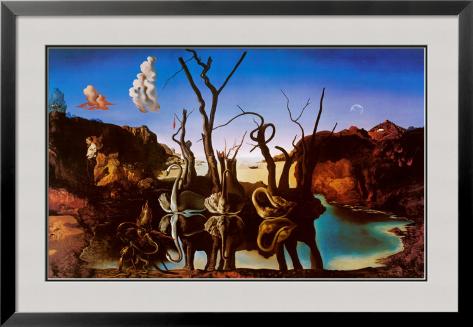 Swans Reflecting Elephants c1937 Framed Poster Dont see what you like