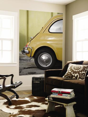 Yellow Fiat 500 Parked Against Wall Gallipoli Wall Mural