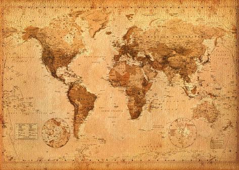 World Map- Antique Giant Poster