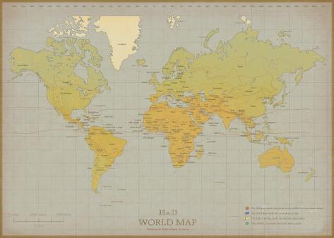 Vintage World  on Vintage World Map Prints At Allposters Com