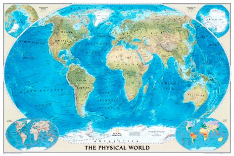 Physical   World on National Geographic World Physical Map Posters At Allposters Com