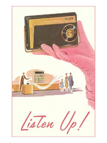 Listen Up, Gloved Hand with Transistor Radio Giclee Print