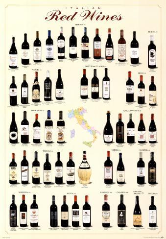 italian red wines posters at allposters com wine chart poster