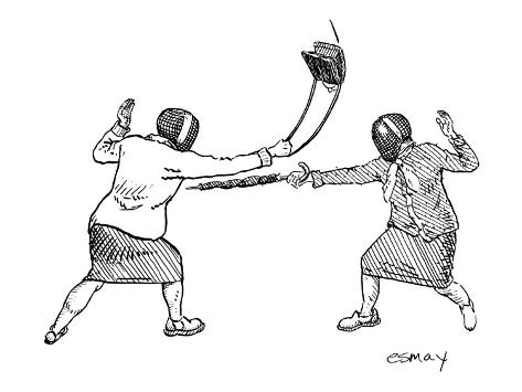 http://imgc.allpostersimages.com/images/P-473-488-90/60/6068/4RID100Z/posters/rob-esmay-two-women-in-fencing-masks-dueling-with-an-umbrella-and-a-purse-new-yorker-cartoon.jpg