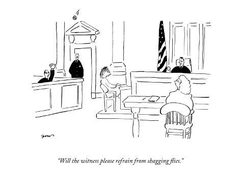 Will the witness please refrain from shagging flies New Yorker Cartoon