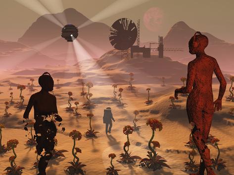 A Lone Explorer Discovers the Ruins of an Abandoned Listening Outpost on an Alien World Photographic Print