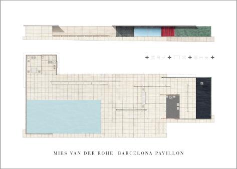 Barcelona pavillon grundriss