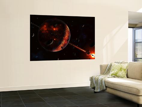 A Scene Portraying the Early Stages of a Solar System Forming Laminated Oversized Art