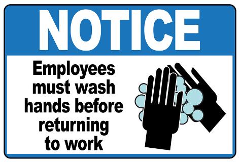 Employees Must Wash Hands Health Enforcement Sign Poster Prints at 