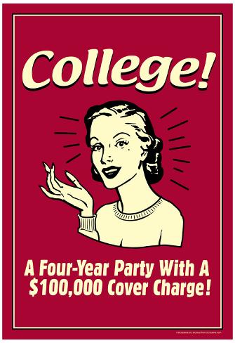 College Four Year Party 100000 Dollar Cover Charge Funny Retro Poster ...