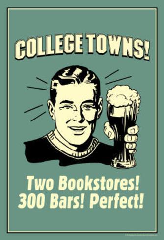 College Towns 2 Bookstores 300 Bars Funny Retro Poster Masterprint College Towns 2 Bookstores 300 Bars Funny Retro Poster Masterprint