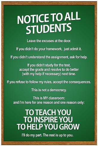 Notice to all Students Classroom Rules Poster Poster