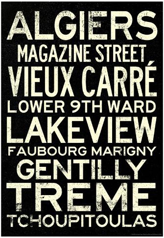 New Orleans Neighborhoods Vintage Subway Style RetroMetro Travel Poster Poster