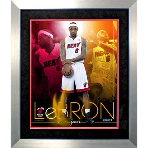 Miami Heat Players on Lebron James Miami Heat Team Colors Composite Vertical Collage Framed