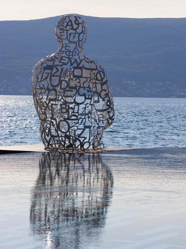 Sculpture of a Man Made of Letters at the Lido Mar Swimming Pool at Sculpture of a Man Made of Letters at the Lido Mar Swimming Pool at