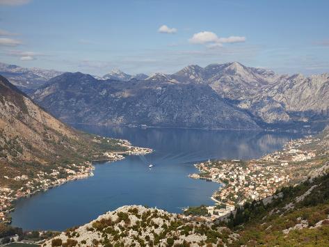 High View of the Fjord at Kotor Bay, Kotor, UNESCO World Heritage Site, Montenegro, Europe Photographic Print