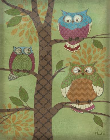 Fantasy Owls Vertical I Art Print