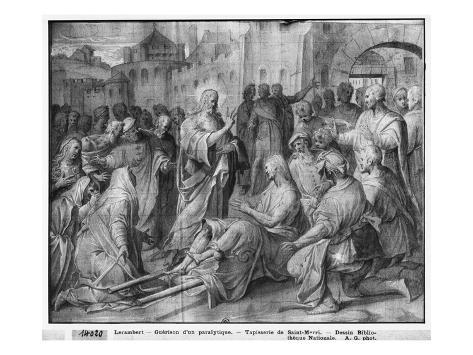 Life of Christ, Jesus Healing a Paralytic at Capernaum, Preparatory Study of Tapestry Cartoon Giclee Print