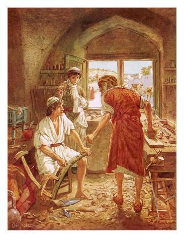 Christ Working with Joseph as a Carpenter Giclee Print