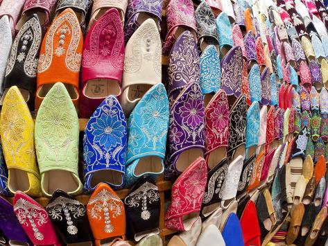 Soft Leather Moroccan Slippers in the Souk, Medina, Marrakesh, Morocco, North Africa, Africa Fotoprint Soft Leather Moroccan Slippers in the Souk, Medina, Marrakesh, Morocco, North Africa, Africa Fotoprint