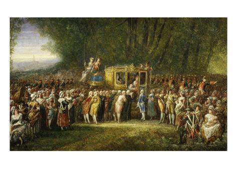 Louis XVI, 1754-93 King of France, and Queen Marie Antoinette, Leaving Versailles, France, 1789 ...