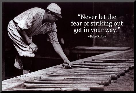 Babe Ruth Striking Out Famous Quote Archival Photo Poster Mounted Print