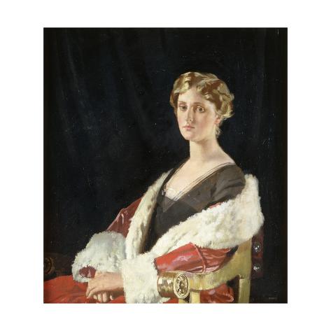  - sir-william-orpen-portrait-of-nancy-oswald-smith-seated-half-length-in-a-red-fur-lined-coat-1915