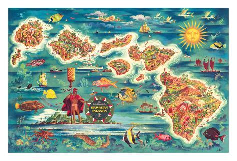 The Dole Map of the Hawaiian Islands - From the Hawaiian Pineapple Company Giclee Print