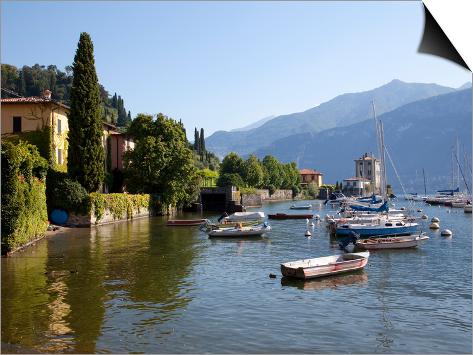 Boat Harbour and Lake Como, Bellagio, Lombardy, Italian ...