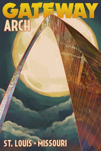 St. Louis, Missouri - Gateway Arch and Moon Posters by Lantern Press at 0