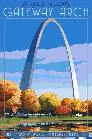 St. Louis, Missouri - Gateway Arch in Fall Posters by Lantern Press at 0