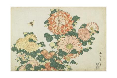 Chrysanthemums and Horsefly, C. 1832 Giclee Print by Katsushika 