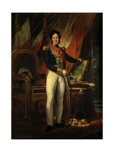 Louis Philippe I, King of France, Holding Charter of 1830 Giclee Print by Emile Jean Horace ...