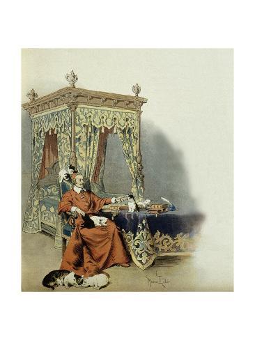 Cardinal Richelieu Playing with His Cats Giclee Print