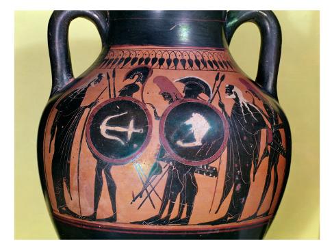 Black Figure Vase Depicting Soldiers Armed with Spears and ...