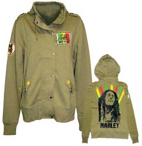 Women's Zip Hoodie: Bob Marley - Military Shirt at AllPosters.com