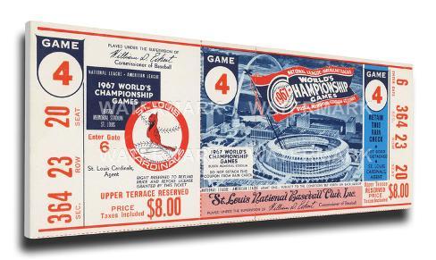 1967 World Series Mega Ticket - St Louis Cardinals Stretched Canvas Print at 0