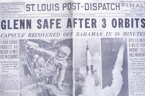 St Louis Post-Dispatch Newspaper Displays John Glenn&#39;s Historic Space Flight, February 20, 1962 ...